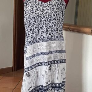Abito mare lungo fantasia blu con elefanti (cod.bluelef)